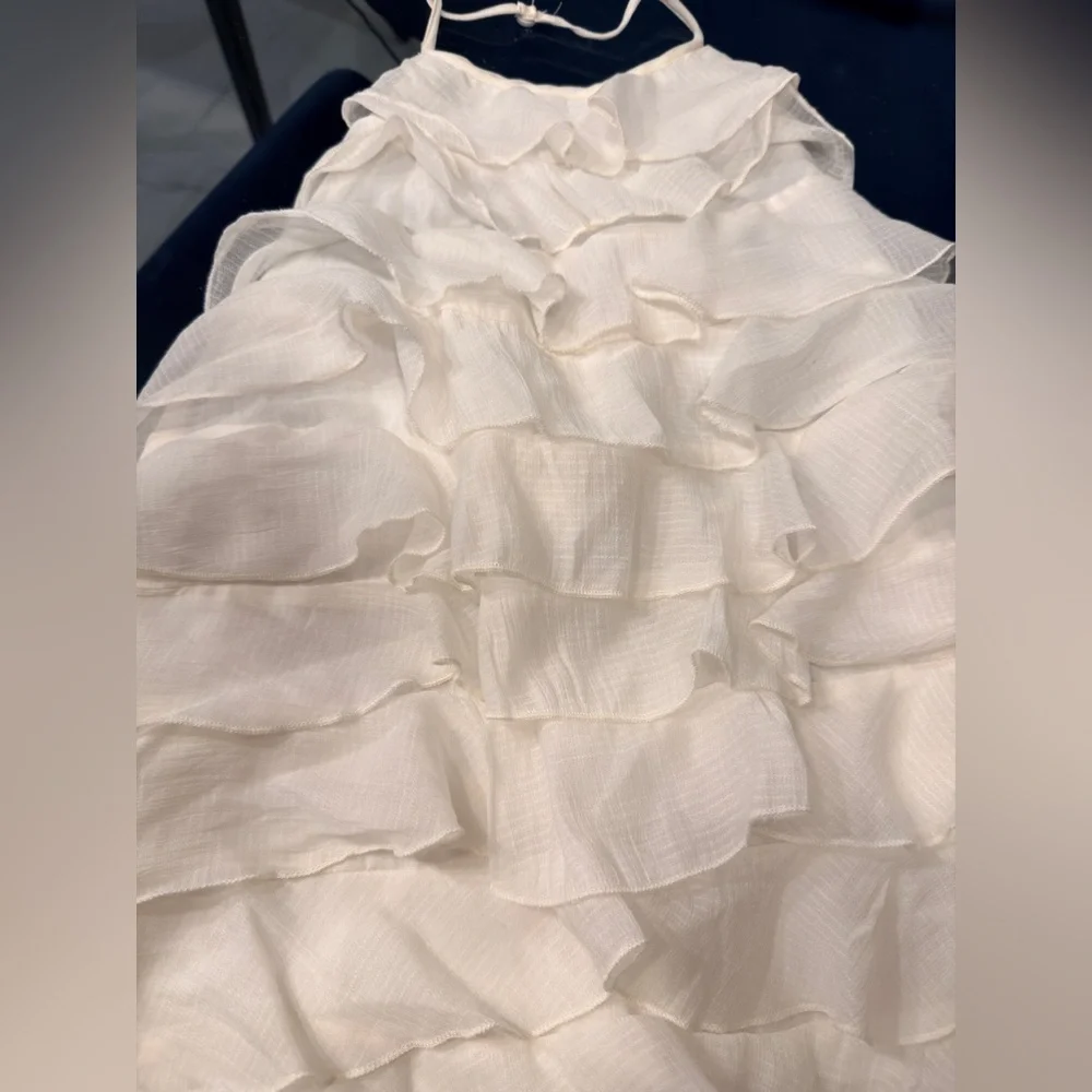 Chic Ivory Ruffle Dress - Picture 3 of 7